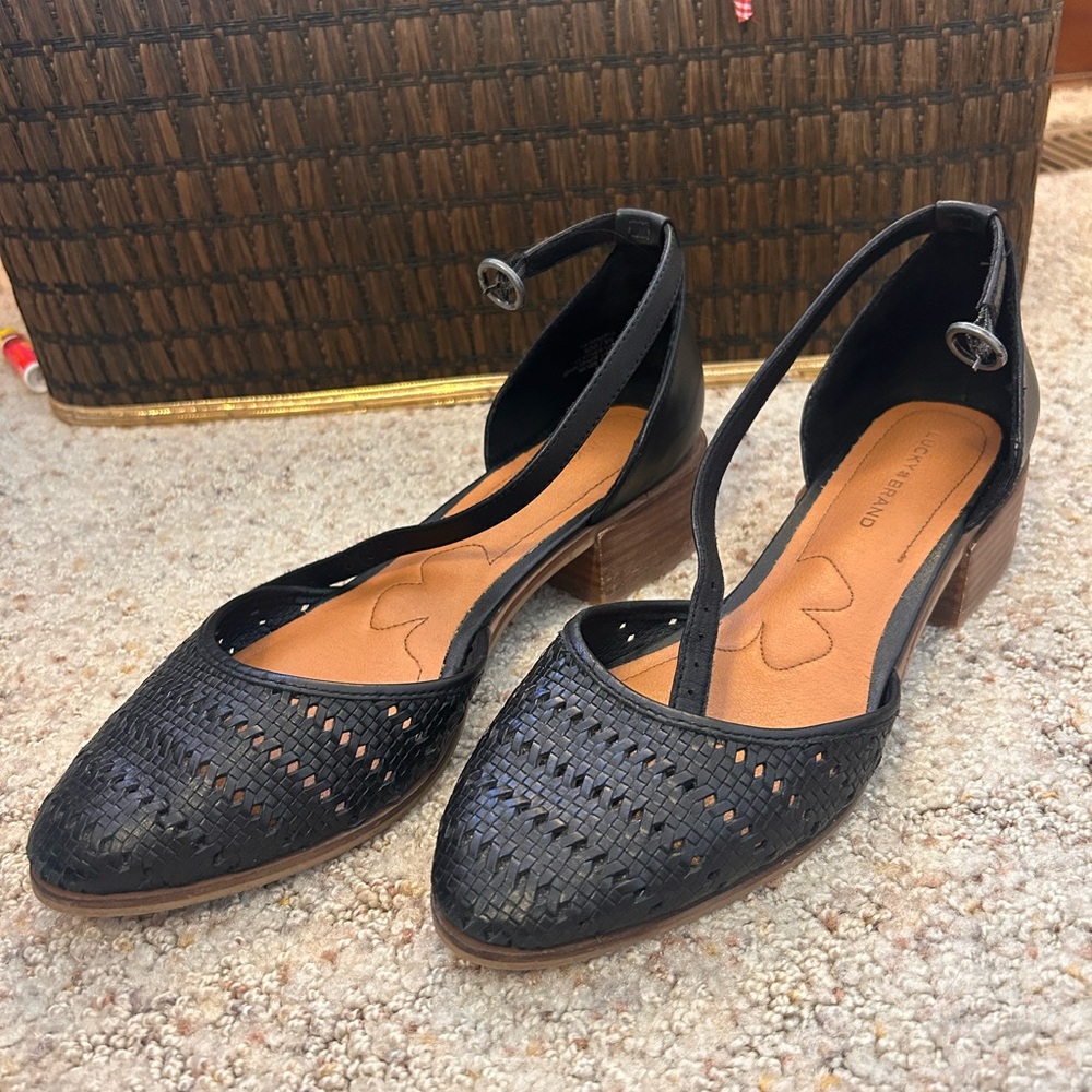 Lucky Brand Black Woven Flats